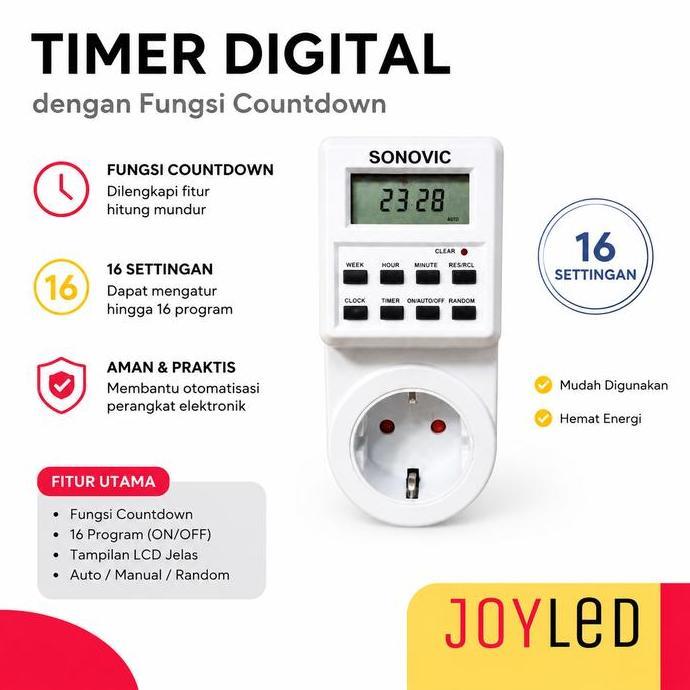 Stop Kontak Timer Listrik Digital Sonovic Stop Kontak Timer Digital