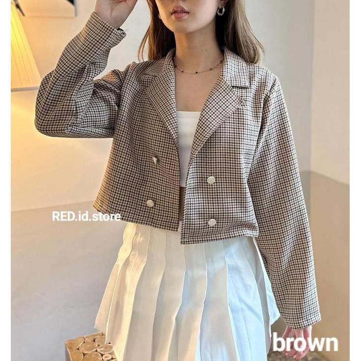 Blezer Outer Crop Kra/Cardigan Crop Wanita Lengan Panjang