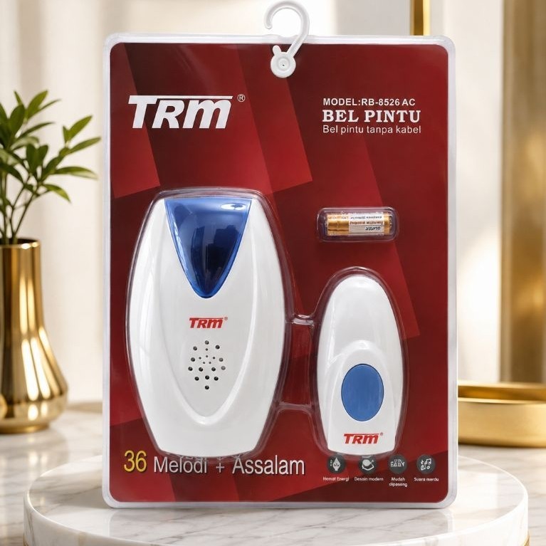 TRM BEL PINTU TANPA KABEL WIRELESS DOORBELL 36 MELODI + SUARA ASSALAM