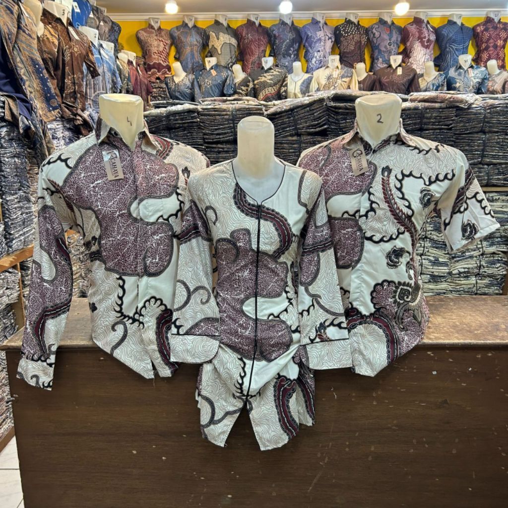 Brand Bandung Batik Couple Mahogany Baju Couple Batik Sarimbit Pria Batik Wanita Anak