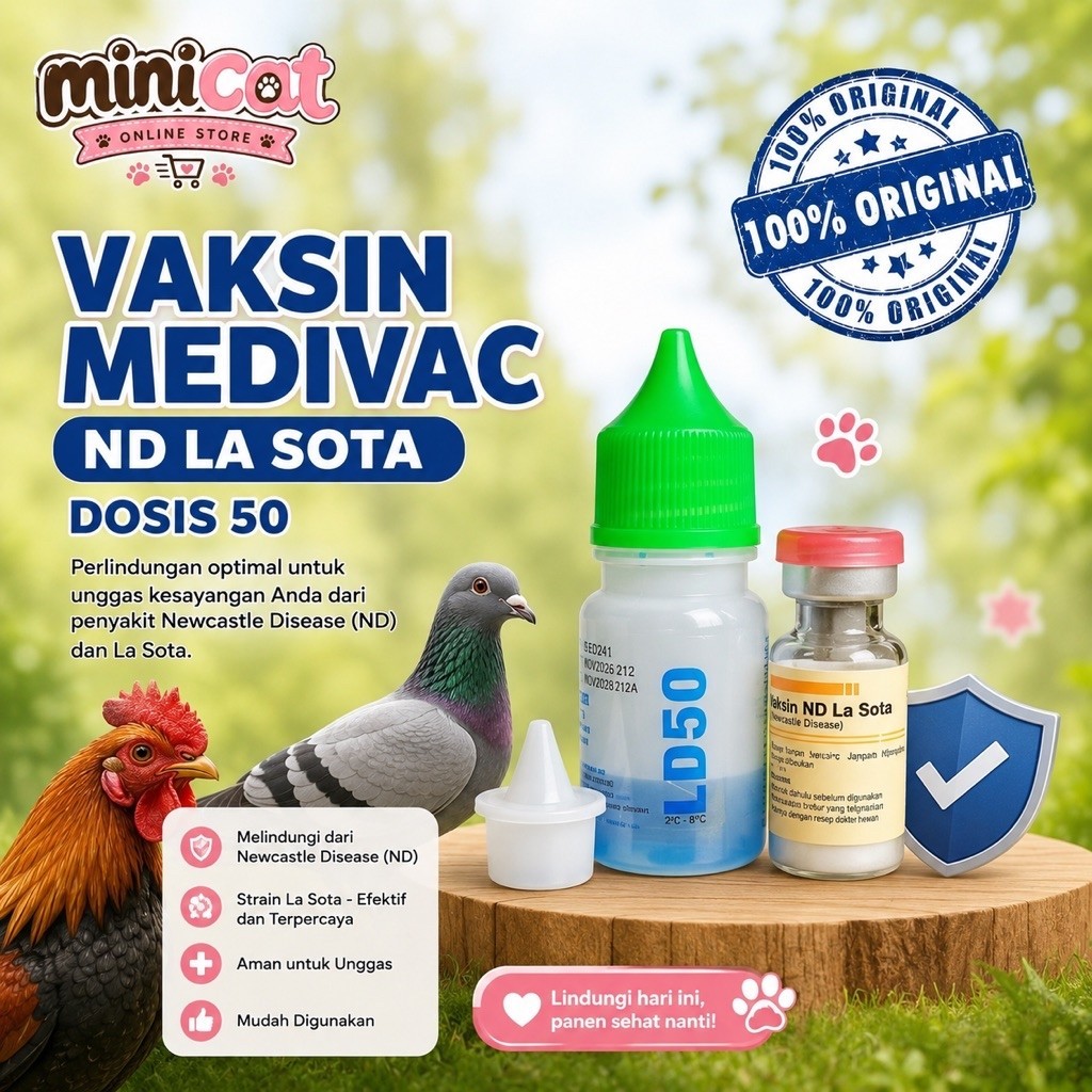 Vaksin Ayam ND Lasota Medivac - 50 Ekor, Tingkatkan Imunitas Ayam