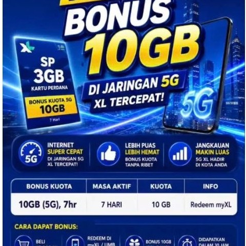 Ready Kartu Perdana XL 5G 13GB (3+10GB 5G) Siap pakai