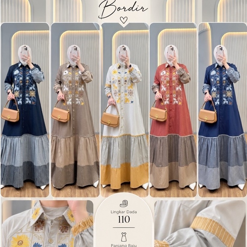 GAMIS BORDIR KATUN IMPORT PREMIUM ORI SEMUT