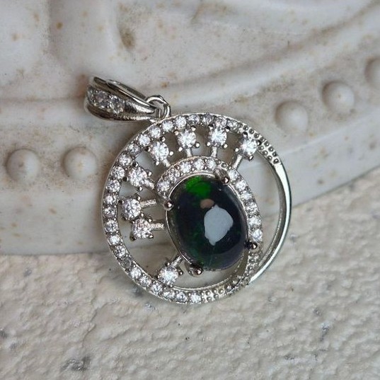 ITSXISHOP Liontin Batu Alam Titanium Black Opal Pendant Crystal untuk Kalung | Natural crystal for H