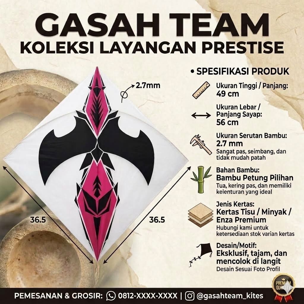 Layangan Sukhoi Bambu Petung Serutan 0.26,5 mm