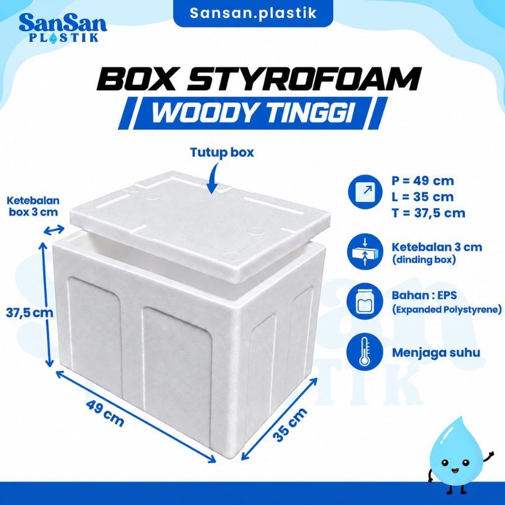Box Styrofoam WOODY TINGGI/Box Es Cream /Box Minuman /Cool Box/Wadah Es