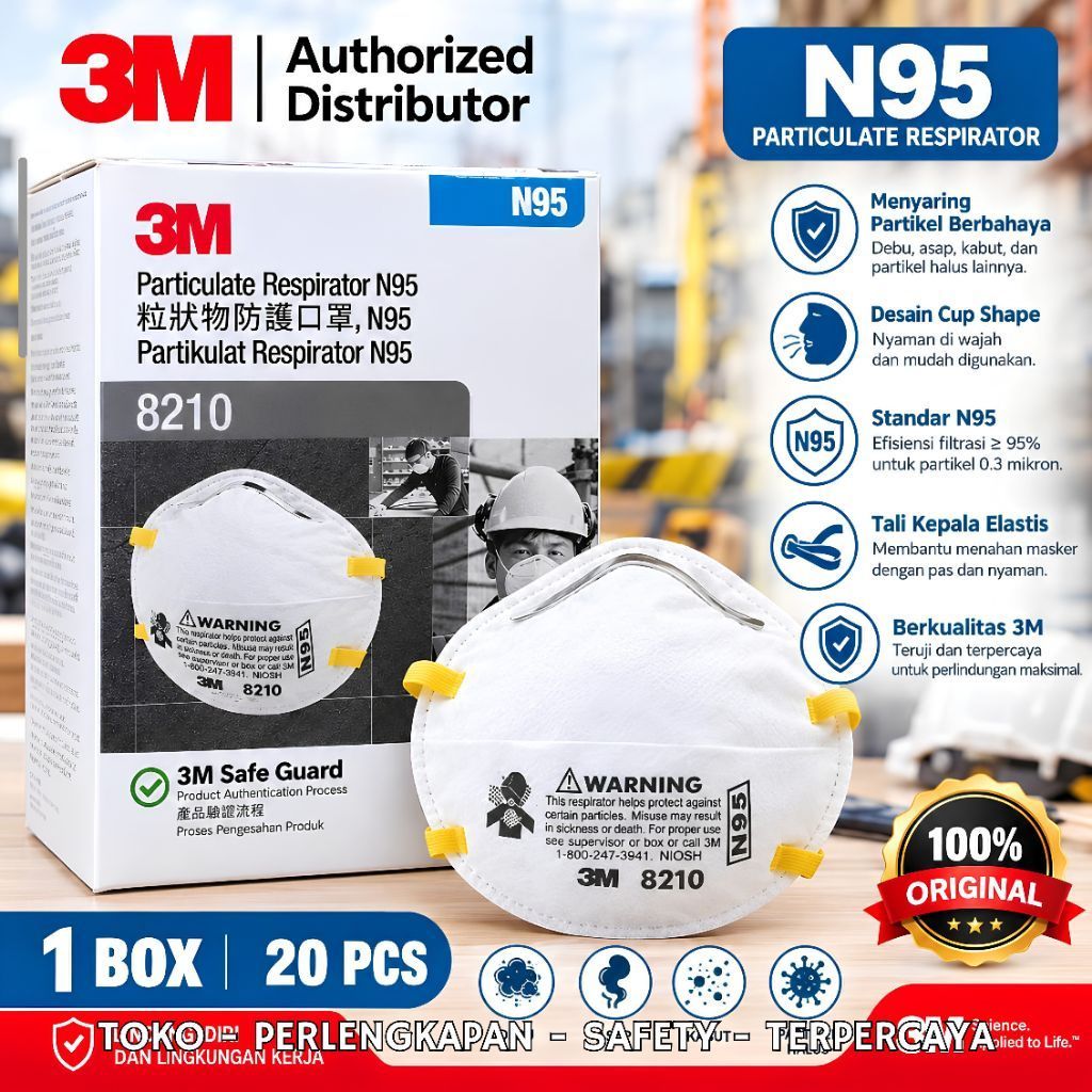 Safety Mask 3M N95 8210 Original 100% / Mask 3M 8210