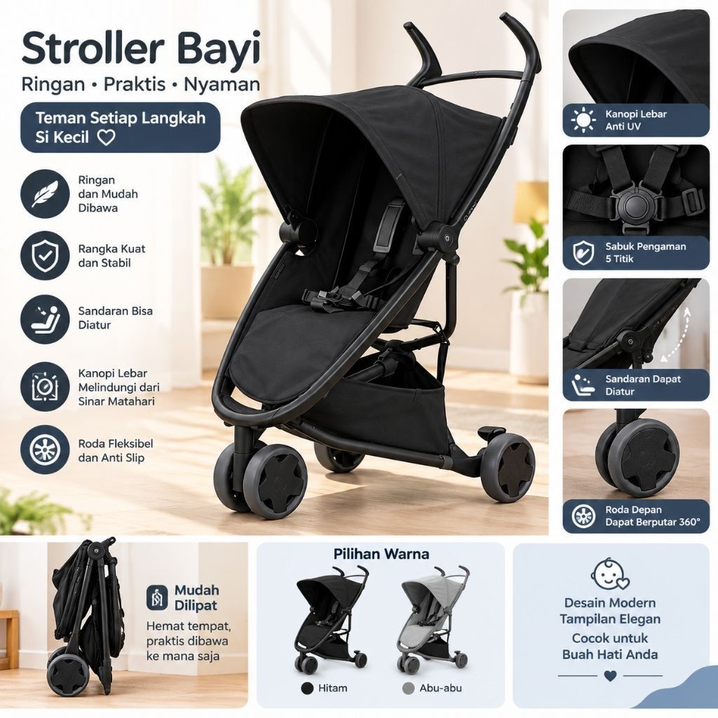 Quinny Stroller Bayi – Ringan, Praktis, Nyaman & Mudah Dilipat