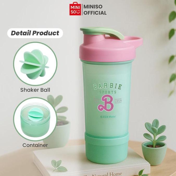 Miniso X Barbie 650Ml Botol Minum Shaker Bottle Gym Botol Minum Flip Tumbler Polos Shaker Water Bott