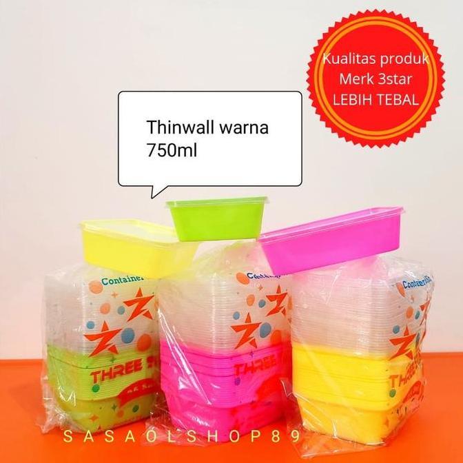 Thinwall 750Ml Warna Persegi Panjang Kotak Makan Plastik 750Ml