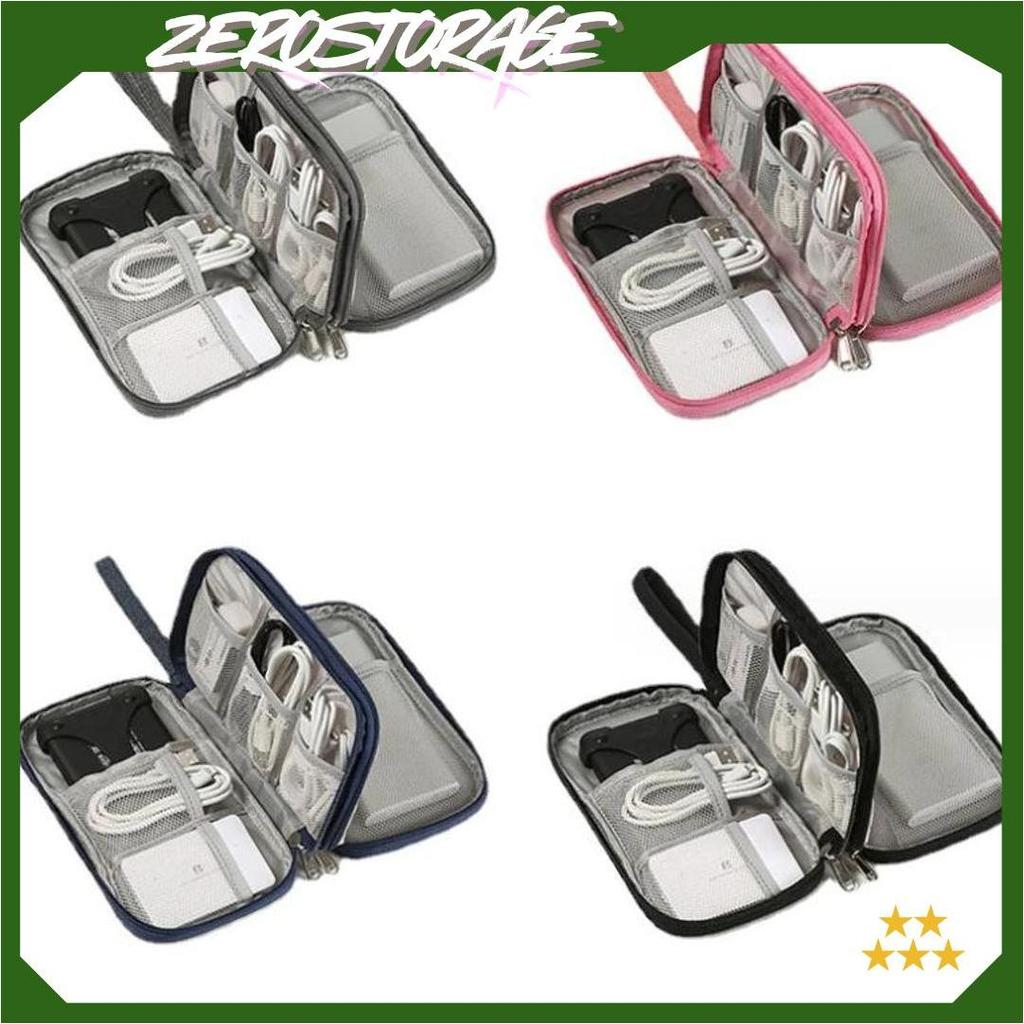 Pouch Dompet Travel Double Layers Mini Storage Organizer Cable Cord Promo