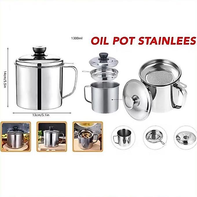 Wadah Saringan Minyak Oil Pot Stainless Gelas Saringan Minyak Oil Filter Pot