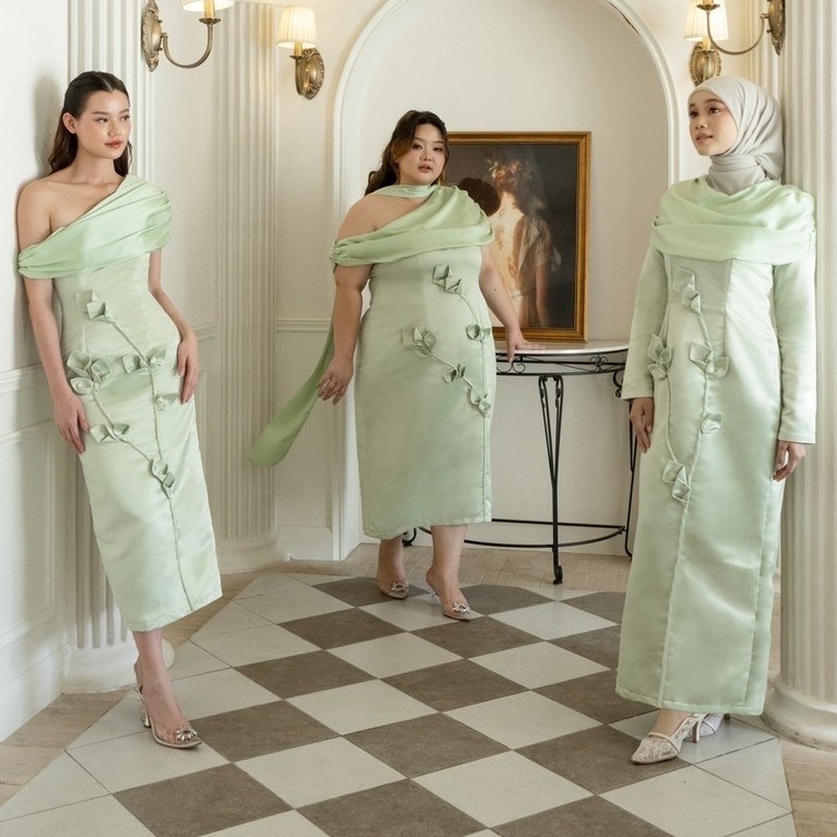EST THE LABEL X RENEE – CALLALILY dress in pistachio green / dress sage / party dress /party gown / 