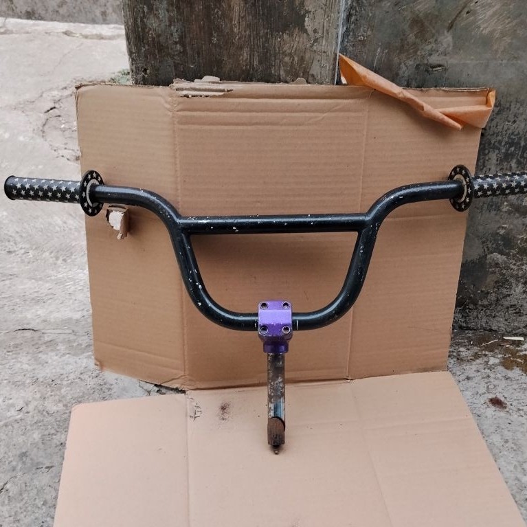 STANG SEPEDA BMX 65CM TINGGI 11,5CM STEM 22.2 WIM CYCLE METALIZER DAN HANGRIP BINTANG JADUL MURAH SA
