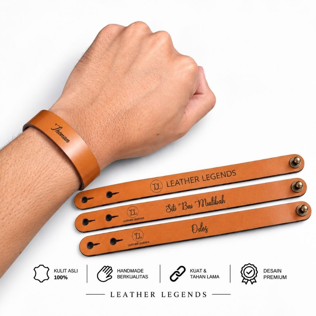 Gelang kulit sapi asli premium / gelang couple kulit asli / gelang kulit asli nama gratis