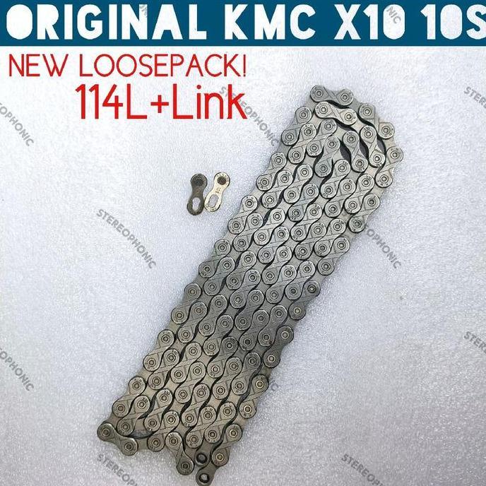 NEW LOOSEPACK ORIGINAL Chain KMC X10 10SPEED 114L include sambungan Rantai KMC 10SPEED Rante KMC 10S