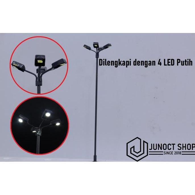 Miniatur Maket Lampu Taman Tinggi 4 Led Tiang Sorot Lapangan Stadion