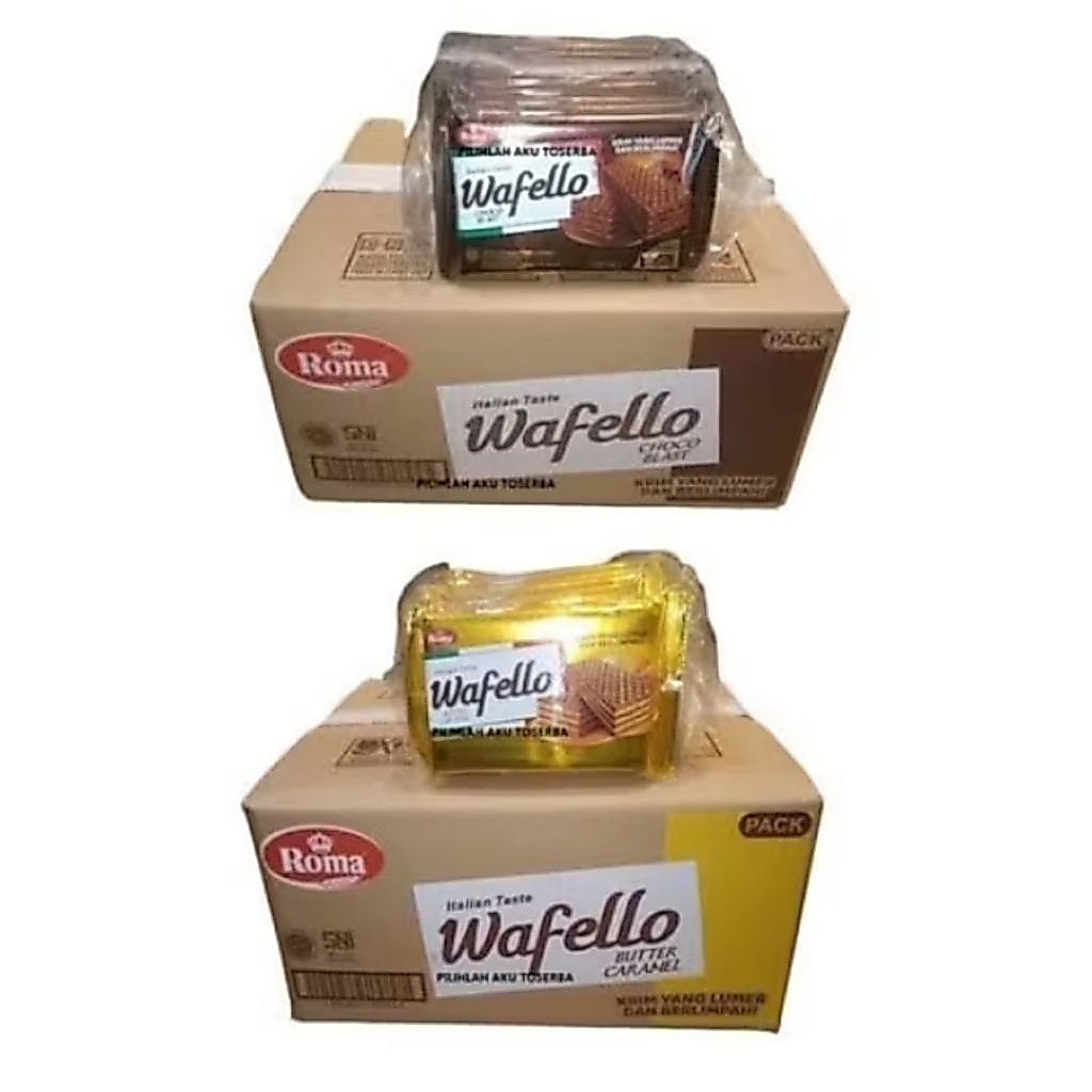 1 dus isi 60 pcs wafello wafer renceng 2000 rasa coklat/karamel/krim durian harga murah grosir bisa 