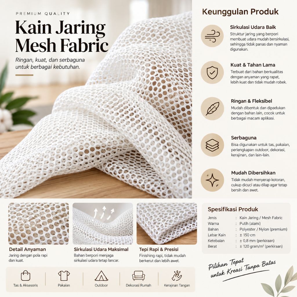 Kain Rajut/Jala Bolong Katun/street Meteran