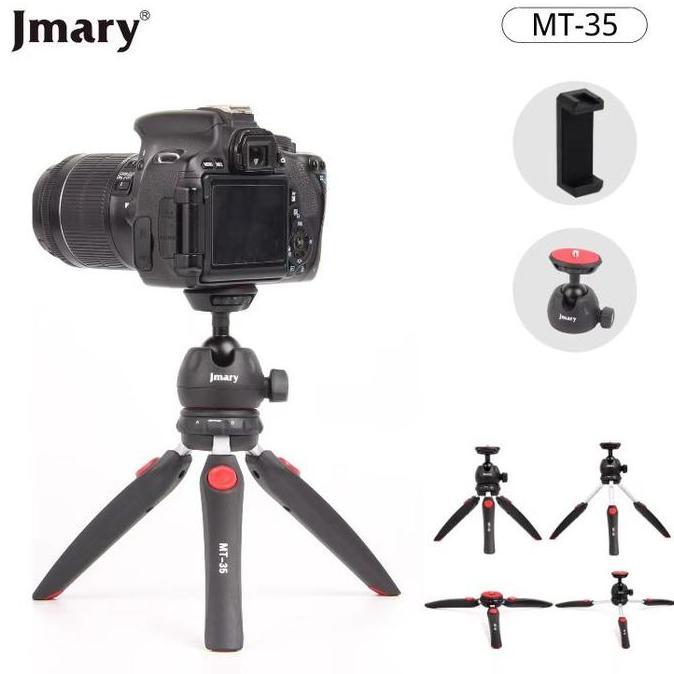 Jmary Mini Tripod MT-35 Kamera DSLR Hp Handphone dengan E-clip 360 Rotasi Retractable Tripod Hitam 2
