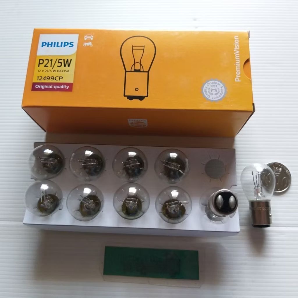 Bohlam rem stop 12V P21/5W 12499CP 24V P21/5W 13499CP model kaki 2 besar Merk Phillip Philips harga 