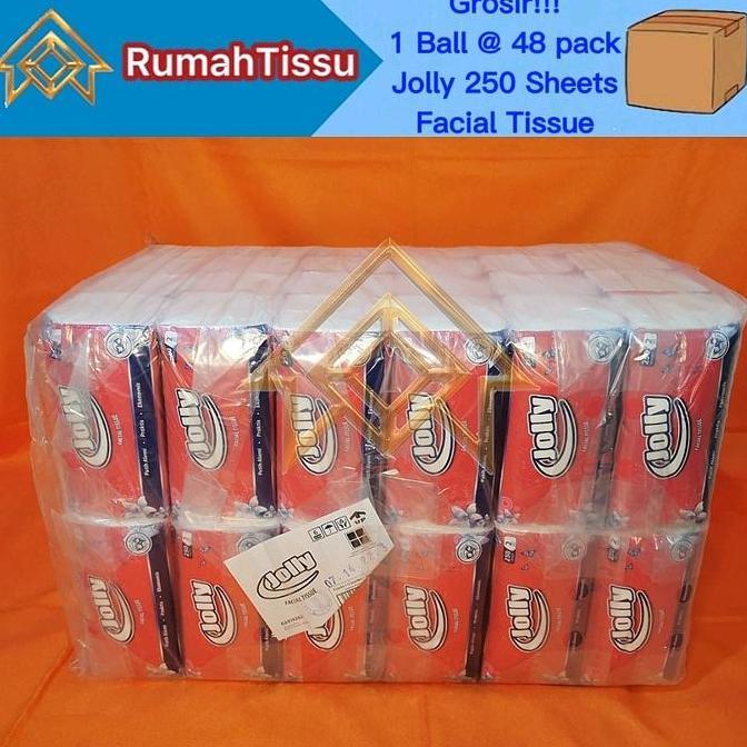 [1 Dus @ 48 Pack] Tisu Jolly Facial Tissue Pack by Paseo 250 Sheets 2 Ply Murah Grosir