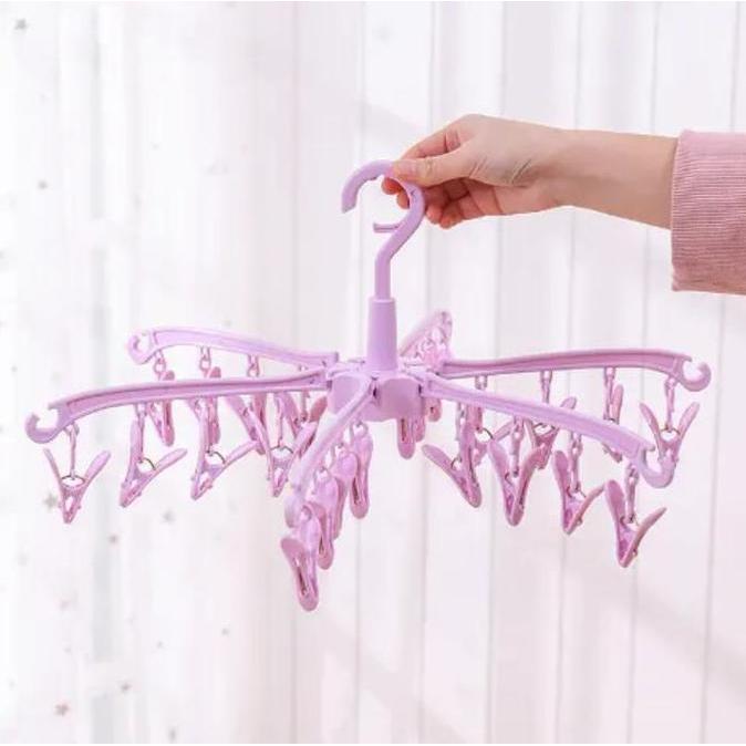 Wsx- Jemuran 4 Jepitan Gantungan Jepit Jemur Kaos Kaki Cd Bra Anak Hanger