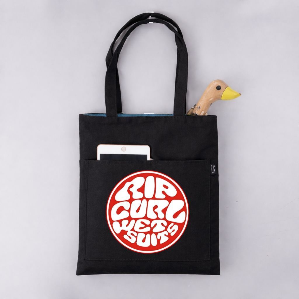 Totebag Kanvas Resleting Distro Ripcurl Surf Style – Tas Belanja Casual Pria Wanita Totebag Pocket H
