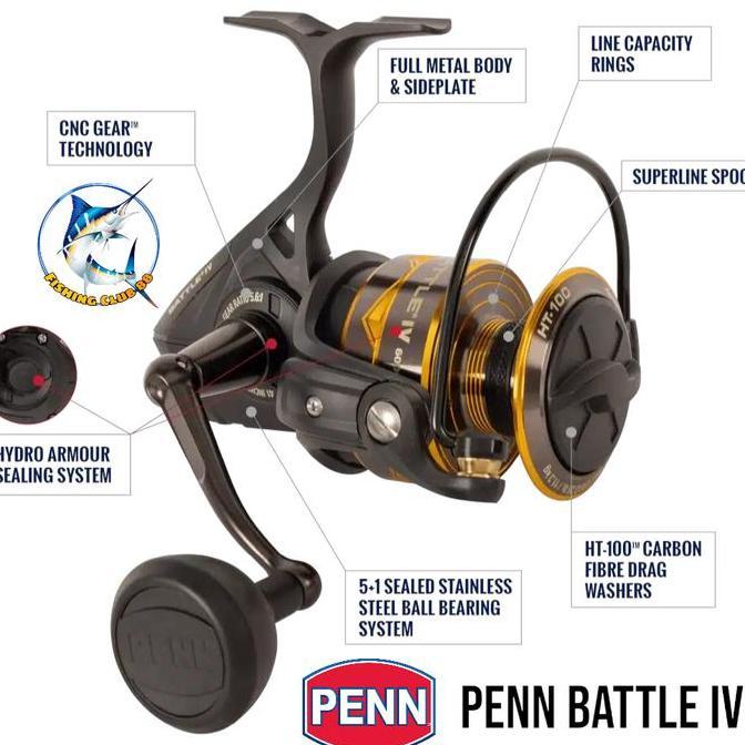 TERMURAH - Reel Spinning PENN Battle IV 2000 3000 4000 5000 6000 8000 10000 Power Handle, Hydro Armo