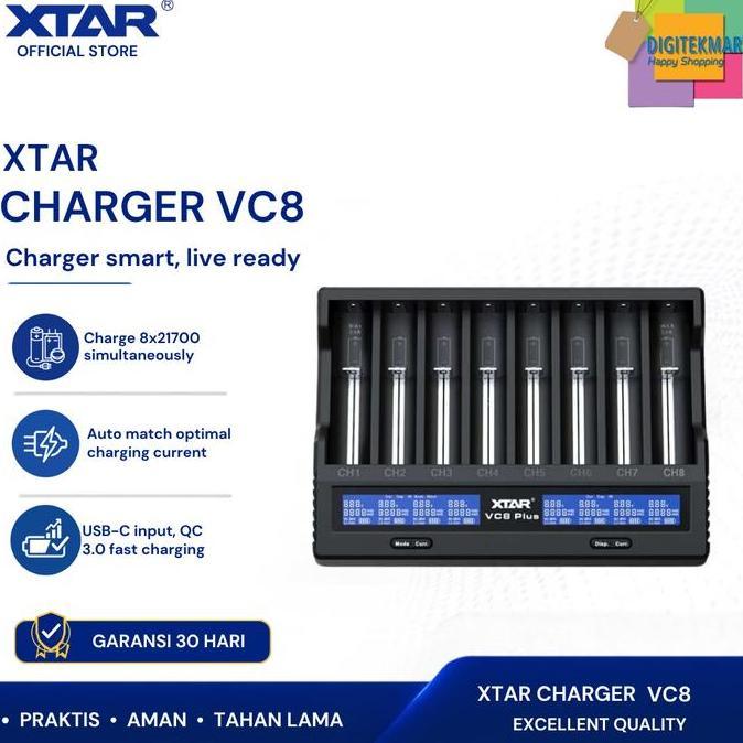 XTAR VC8 QC3.0 Charger Type-C 8x21700 Protected Battery Charger