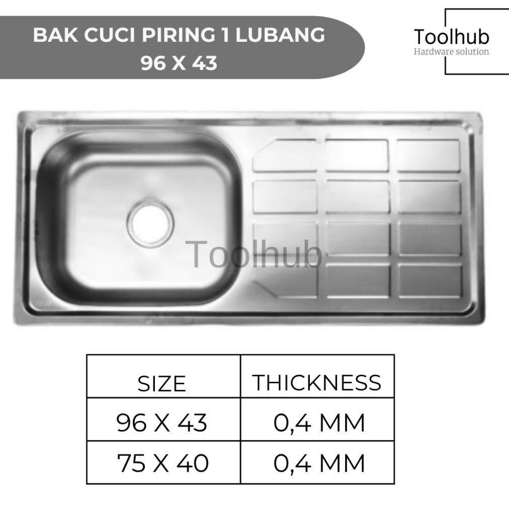 Wastafel Bak Cuci Piring Ukuran 96x43/75x40 Murah Bagus Portable Stainless Steel + Afur 1 Lubang + M