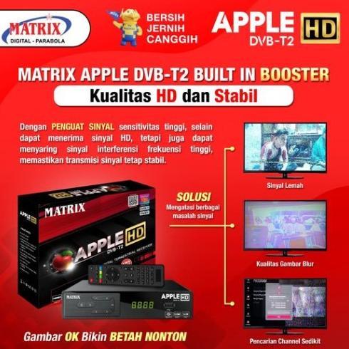 STB DVBT2 Set Top Box Matrix Apple Merah TV Analog Jadi Digital