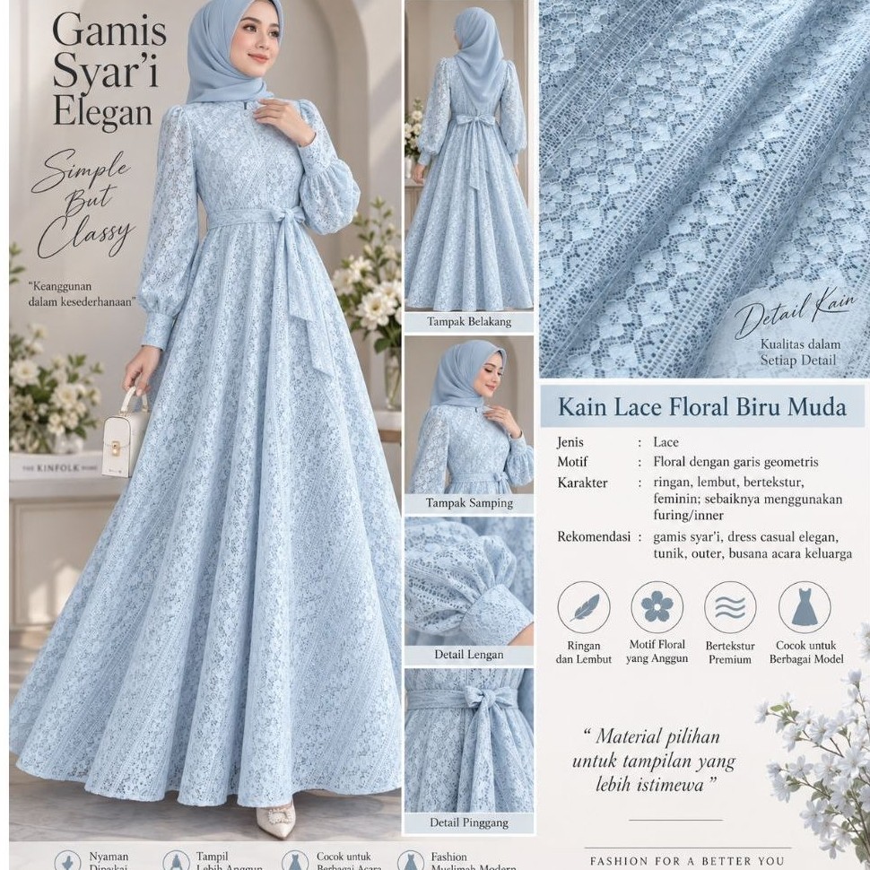 Kain/ Brokat Lace Stretch Shopia bordir New motif Premium meteran