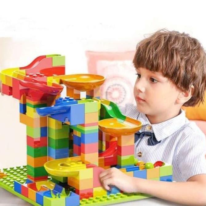 PIKYO Balok Susun Mainan Anak 3-6 Tahun Meluncur Blok Bangunan Edukasi Kreatif & Pendidikan Mainan P