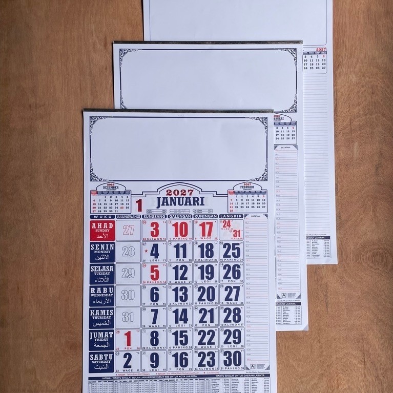 kalender kerja medium bahan hvs 2027