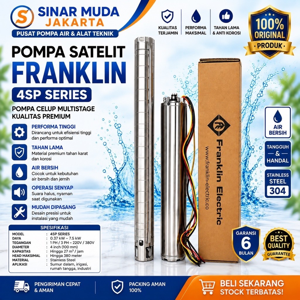 POMPA SATELIT FRANKLIN 3HP 3PHASE 4SP8/16 SUBMERSIBLE PUMP FRANKLIN