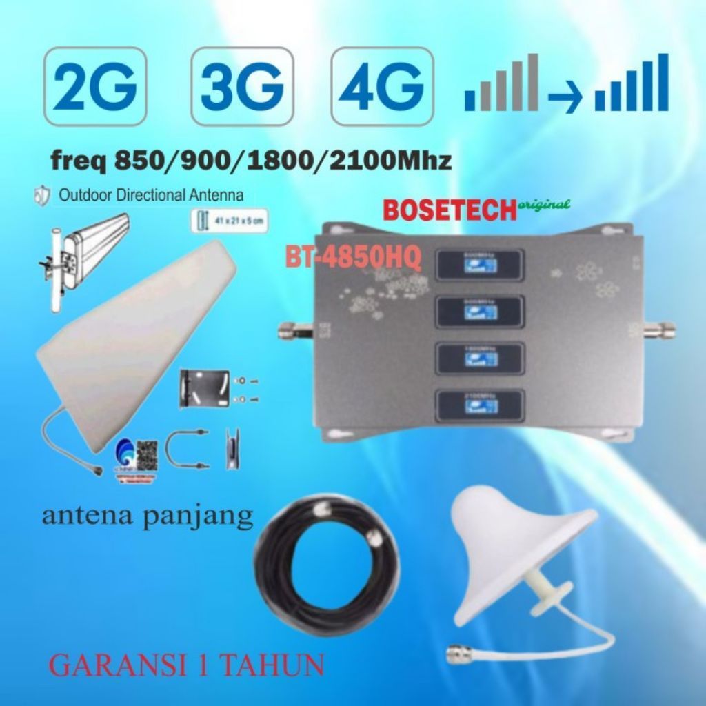 BOSETECH 4 BAND BT-4850HQ Repeater GSM Network 4G LTE 3G 2G Penguat sinyal hp 850/900/1800/2100Mhz a