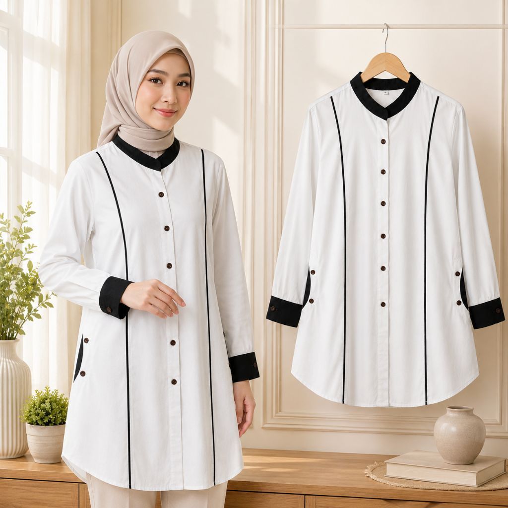 Tunik Putih Santriwati | Tunik Santri Putri | Tunik Santri | Atasan Tunik Santri | Baju Santri Putri