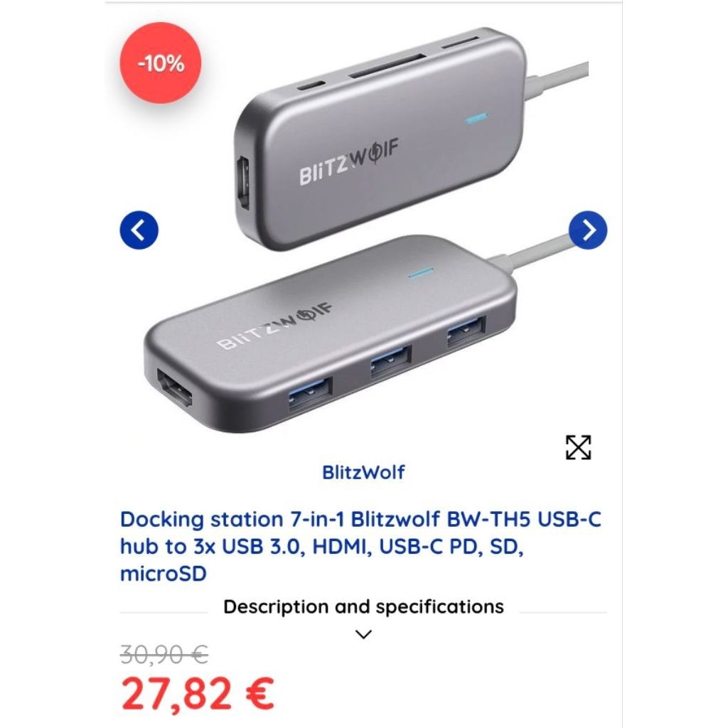 BlitzWolf BW-TH5 7 in 1 USB-C Data Hub