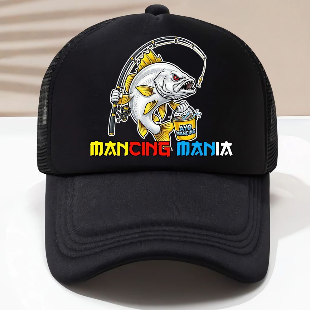 TOPI ORIGINAL MANCING MANIA MOTIF BARRAMUNDI, TOPI TRUCKER KEREN, TOPI MANCING