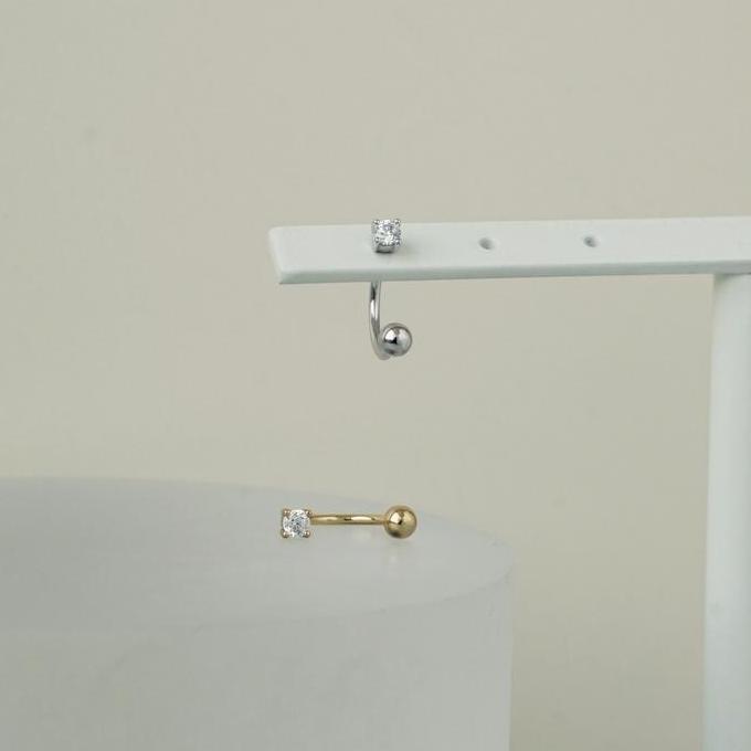 Anting Silver 925 - 18K Emas Lapis Curved Barbel Huggies [Tindik ID] MSD