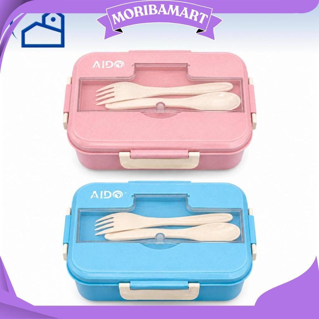 HOMESTATION - GROSIR Lunch Box Set Kotak Makan Bekal 1L Free Sendok Garpu Set 31003 NO BOX Terbaru