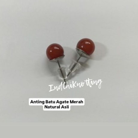 Anting Batuan Agate Merah Natural Asli