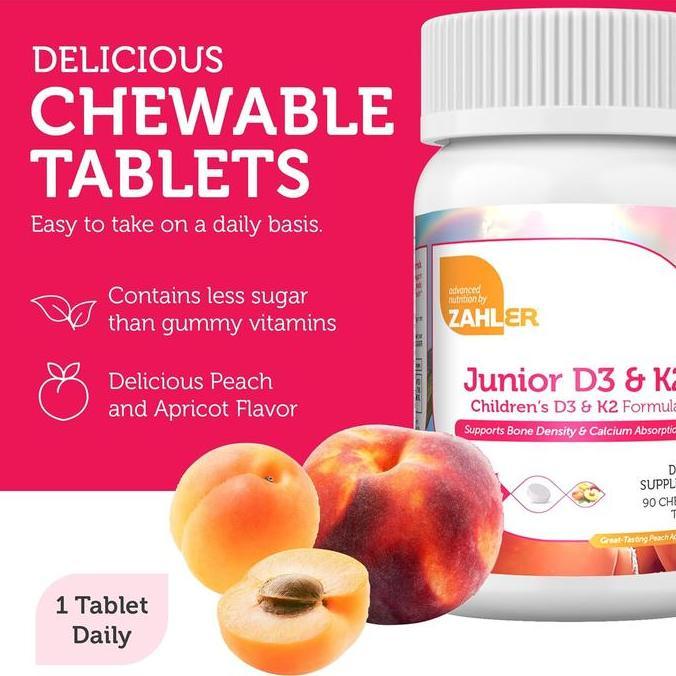 Zahler Junior D3 + K2 2000IU 90 Chewable Tablets Vitamin Anak K2 D3