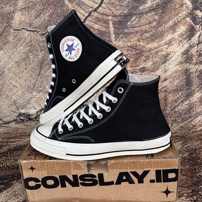 ( Size 42 ) Converse CT 70s Hi Black White Non Egret Canvas