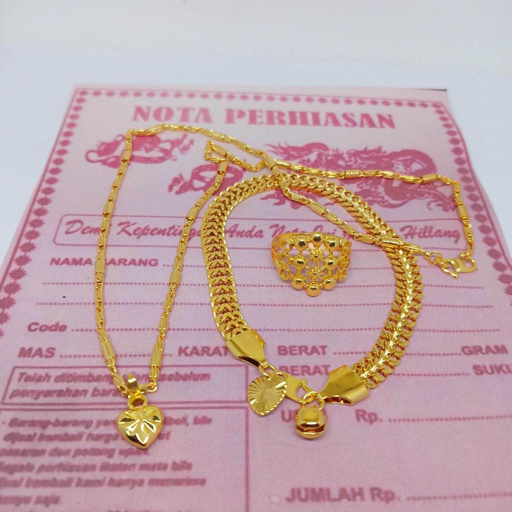 Set perhiasan wanita emas muda kadar 88.9,perhiasan wanita dewasa berlapis emas 24 karat,set perhias