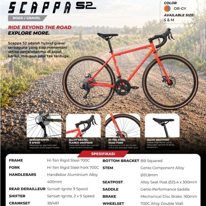 ROADBIKE GRAVEL SCAPPA S2 700C GENIO