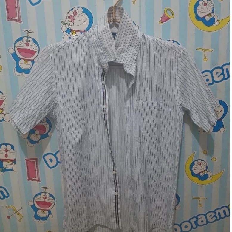 Kemeja Stanley Adams Putih Salur (Pria) Comfort Fit