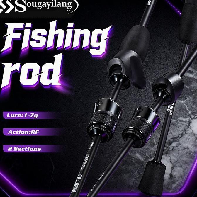 Sougayilang [COD] Joran pancing serat karbon ultra ringan (UL) baru, joran casting 1,8 meter, joran 