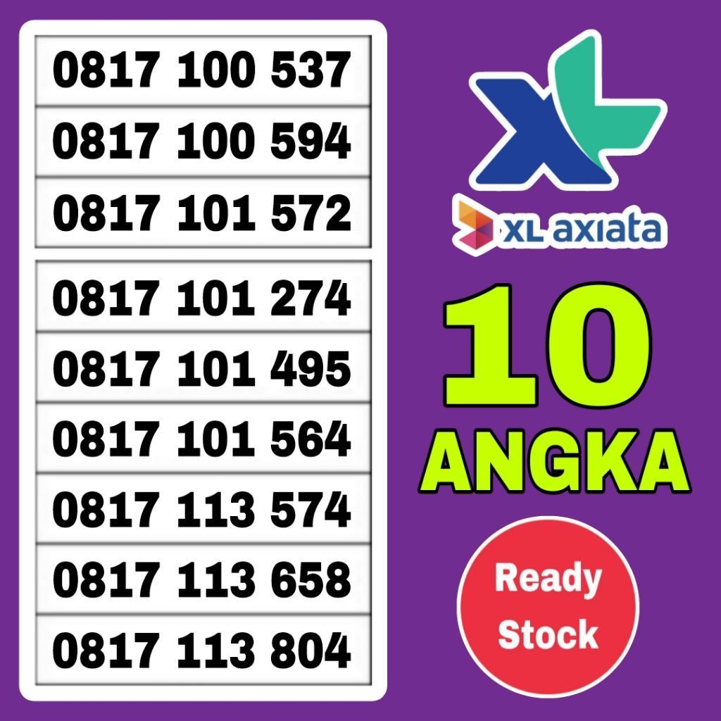 Nomor cantik XL 10 angka nomor pilihan